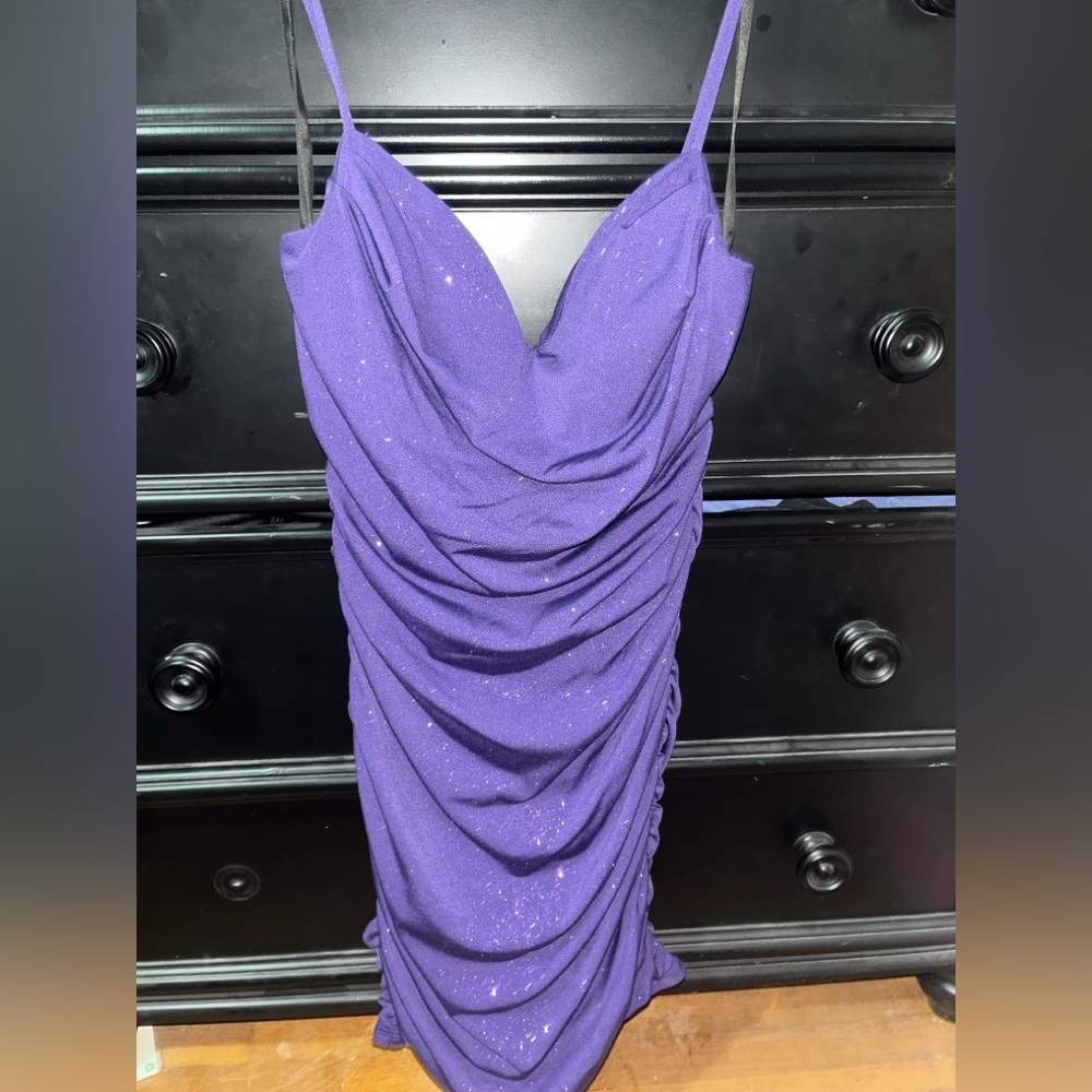 Beautiful Purple Dress with Ruched Design